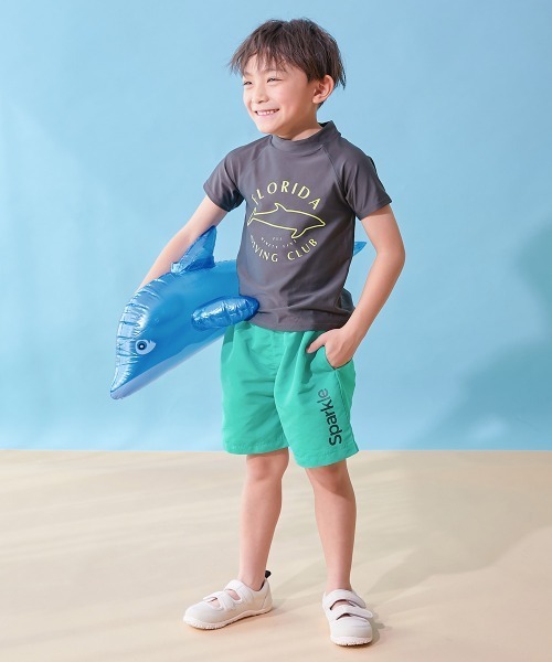 devirock（デビロック）の「ウエストがワンタッチで調整できる ネオンカラー UVカット サーフパンツ水着（水着・キッズ・ブラック系/ブルー系1/パープル系/ネイビー系/グリーン系1/ブルー系2/グリーン系3/グリーン系2/オレンジ系・110cm/100cm/160cm/150cm/140cm/130cm/120cm）」の16枚目の写真