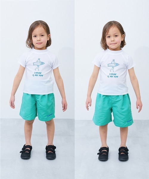 devirock（デビロック）の「ウエストがワンタッチで調整できる ネオンカラー UVカット サーフパンツ水着（水着・キッズ・ブラック系/ブルー系1/パープル系/ネイビー系/グリーン系1/ブルー系2/グリーン系3/グリーン系2/オレンジ系・110cm/100cm/160cm/150cm/140cm/130cm/120cm）」の19枚目の写真