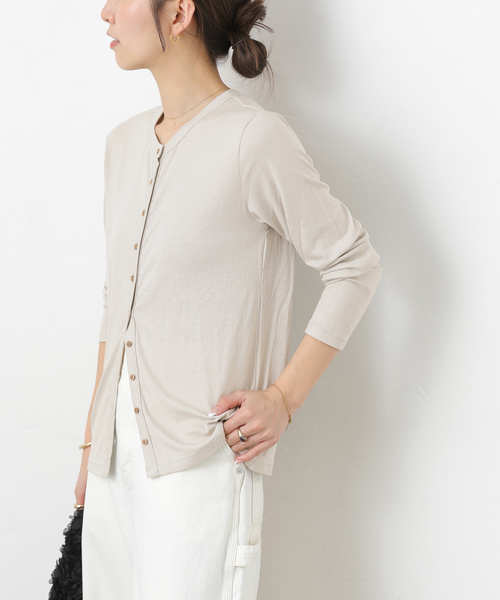 JOURNAL STANDARD relume(ジャーナルスタンダード レリューム)の「リネンミックスクルーネックカーディガン(カーディガン/ボレロ・レディース・ピンク/ブラウン/ライトグレー・FREE)」の16枚目の写真
