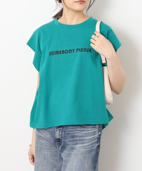 A.N.L(エーエヌエル レーベル)の「A.N.L フロッキープリント フレンチスリーブカットソー(Tシャツ/カットソー・レディース・ブラック/ブルー/グリーン/オフホワイト・38)」の3枚目の写真