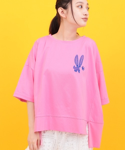 チチカカ(チチカカ)の「Orale! アレブリヘ刺繍ワイドTシャツ(Tシャツ/カットソー・レディース・ピンク/ブラック/ブルー・FREE)」の1枚目の写真