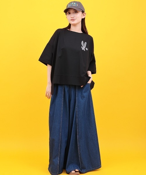 チチカカ(チチカカ)の「Orale! アレブリヘ刺繍ワイドTシャツ(Tシャツ/カットソー・レディース・ピンク/ブラック/ブルー・FREE)」の4枚目の写真