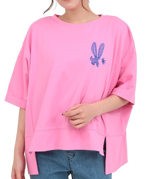 チチカカ(チチカカ)の「Orale! アレブリヘ刺繍ワイドTシャツ(Tシャツ/カットソー・レディース・ピンク/ブラック/ブルー・FREE)」の9枚目の写真