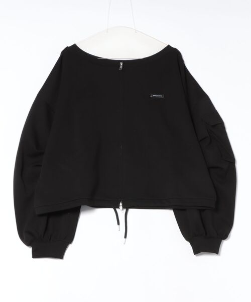 ANDGEEBEE（アンジービー）の「ワンショルジッププルオーバー（パーカー・レディース・ブラック/チャコールグレー・FREE）」の2枚目の写真