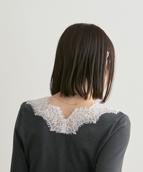 Noble（ノーブル）の「レースドッキングプルオーバー（Tシャツ/カットソー・レディース・チャコールグレー/ベージュ・FREE）」の13枚目の写真