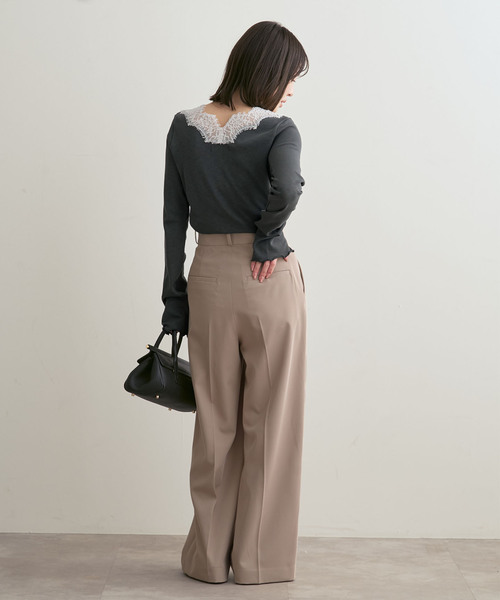 Noble（ノーブル）の「レースドッキングプルオーバー（Tシャツ/カットソー・レディース・チャコールグレー/ベージュ・FREE）」の10枚目の写真