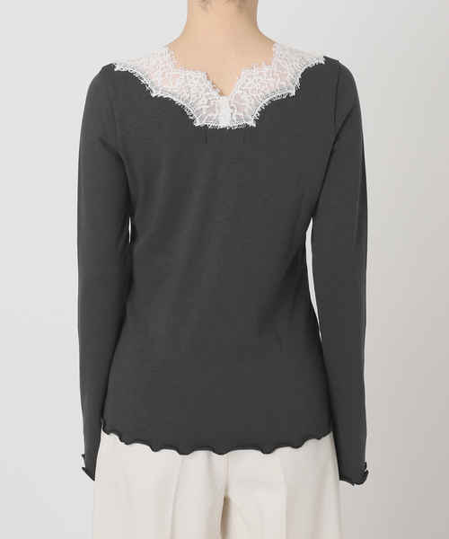 Noble（ノーブル）の「レースドッキングプルオーバー（Tシャツ/カットソー・レディース・チャコールグレー/ベージュ・FREE）」の22枚目の写真