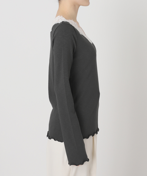 Noble（ノーブル）の「レースドッキングプルオーバー（Tシャツ/カットソー・レディース・チャコールグレー/ベージュ・FREE）」の21枚目の写真