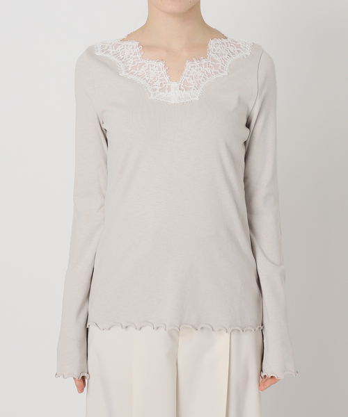 Noble（ノーブル）の「レースドッキングプルオーバー（Tシャツ/カットソー・レディース・チャコールグレー/ベージュ・FREE）」の16枚目の写真