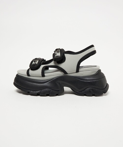 SY UNITED ARROWS(シーユナイテッドアローズ)の「<SY> ネオプレーンビジュー サンダル75(サンダル・レディース・ダークブラウン/ライトグレー/ブラック・L/M/S)」の1枚目の写真