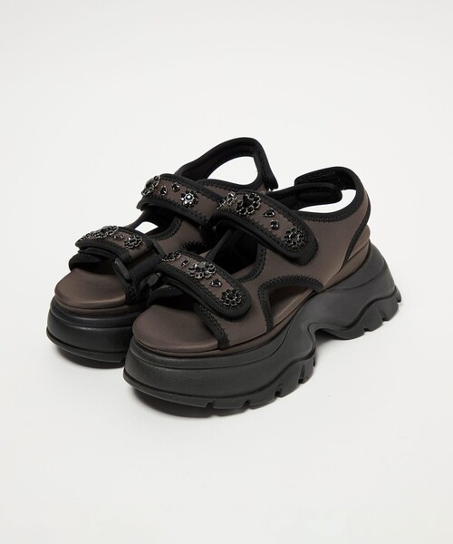 SY UNITED ARROWS(シーユナイテッドアローズ)の「<SY> ネオプレーンビジュー サンダル75(サンダル・レディース・ダークブラウン/ライトグレー/ブラック・L/M/S)」の4枚目の写真