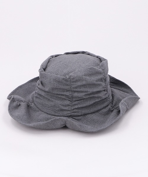 CA4LA（カシラ）の「HK CRUSH SHIRRING HAT（ハット・レディース・チャコールグレー/ホワイト・ONESIZE）」の2枚目の写真
