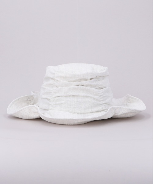 CA4LA（カシラ）の「HK CRUSH SHIRRING HAT（ハット・レディース・チャコールグレー/ホワイト・ONESIZE）」の3枚目の写真