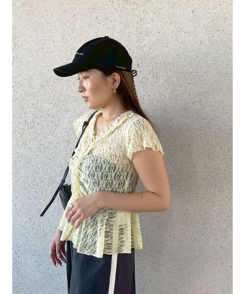 LAGUNAMOON（ラグナムーン）の「レースフリルペプラムトップス（シャツ/ブラウス・レディース・ホワイト/ブラック/イエロー・FREE）」の3枚目の写真