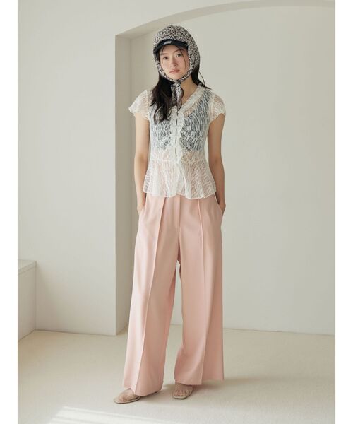 LAGUNAMOON（ラグナムーン）の「レースフリルペプラムトップス（シャツ/ブラウス・レディース・ホワイト/ブラック/イエロー・FREE）」の4枚目の写真