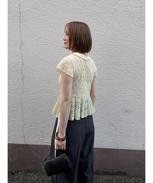 LAGUNAMOON（ラグナムーン）の「レースフリルペプラムトップス（シャツ/ブラウス・レディース・ホワイト/ブラック/イエロー・FREE）」の13枚目の写真