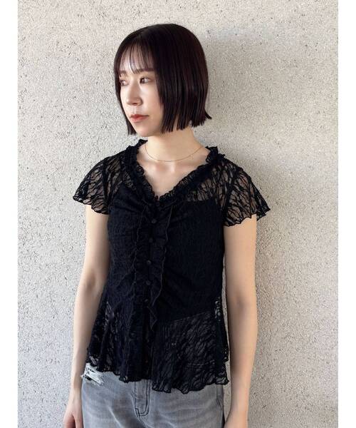 LAGUNAMOON（ラグナムーン）の「レースフリルペプラムトップス（シャツ/ブラウス・レディース・ホワイト/ブラック/イエロー・FREE）」の19枚目の写真
