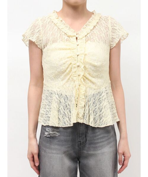 LAGUNAMOON（ラグナムーン）の「レースフリルペプラムトップス（シャツ/ブラウス・レディース・ホワイト/ブラック/イエロー・FREE）」の22枚目の写真