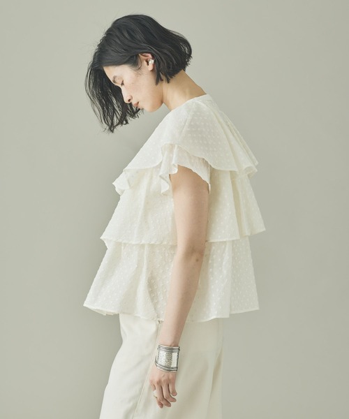 Curensology(カレンソロジー)の「Curensology(カレンソロジー)/<C.S.G>ドットジャカードブラウス(シャツ/ブラウス・レディース・ブラック/ホワイト・FREE)」の6枚目の写真