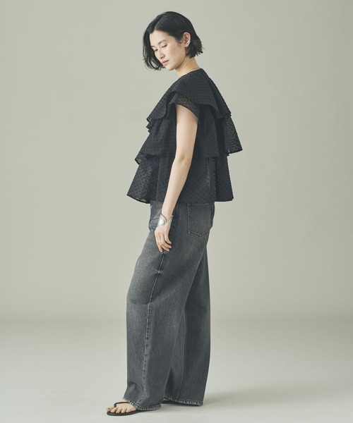 Curensology(カレンソロジー)の「Curensology(カレンソロジー)/<C.S.G>ドットジャカードブラウス(シャツ/ブラウス・レディース・ブラック/ホワイト・FREE)」の3枚目の写真