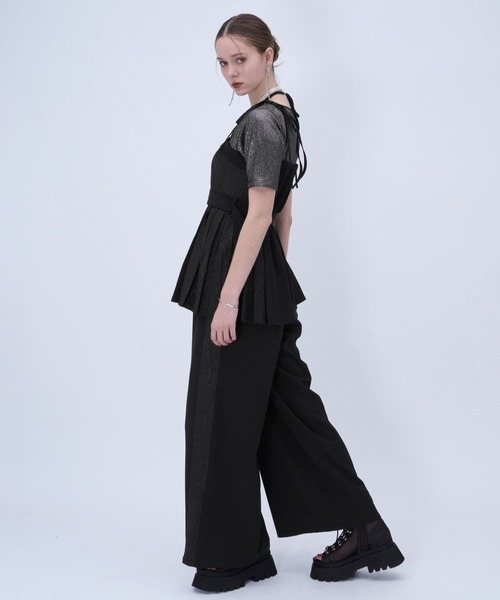 HARE（ハレ）の「ジャガードリボンオールインワン(HARE)（つなぎ/オールインワン・レディース・グレー/ブラック・FREE）」の3枚目の写真