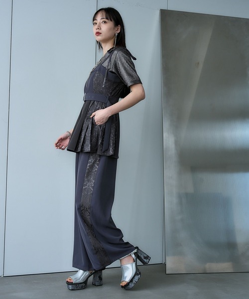 HARE（ハレ）の「ジャガードリボンオールインワン(HARE)（つなぎ/オールインワン・レディース・グレー/ブラック・FREE）」の8枚目の写真