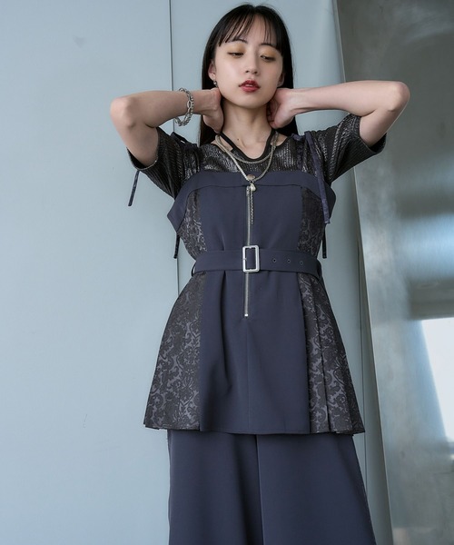 HARE（ハレ）の「ジャガードリボンオールインワン(HARE)（つなぎ/オールインワン・レディース・グレー/ブラック・FREE）」の9枚目の写真