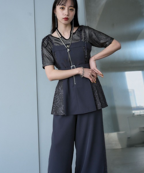 HARE（ハレ）の「ジャガードリボンオールインワン(HARE)（つなぎ/オールインワン・レディース・グレー/ブラック・FREE）」の10枚目の写真