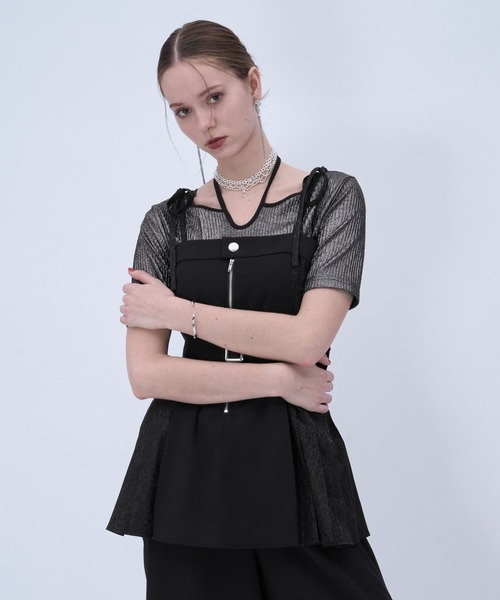 HARE（ハレ）の「ジャガードリボンオールインワン(HARE)（つなぎ/オールインワン・レディース・グレー/ブラック・FREE）」の11枚目の写真