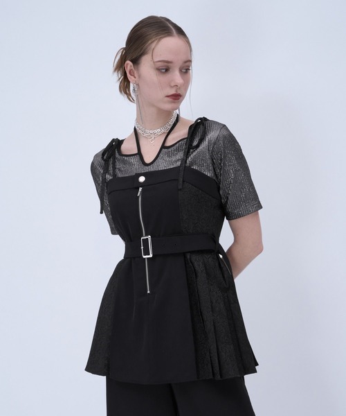 HARE（ハレ）の「ジャガードリボンオールインワン(HARE)（つなぎ/オールインワン・レディース・グレー/ブラック・FREE）」の13枚目の写真