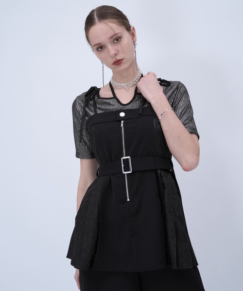 HARE（ハレ）の「ジャガードリボンオールインワン(HARE)（つなぎ/オールインワン・レディース・グレー/ブラック・FREE）」の14枚目の写真