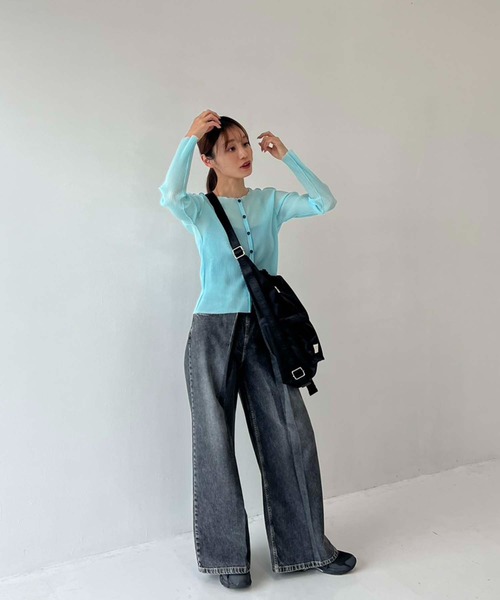 トップス STUDIOUS kotohayokozawa SHEER CARDIGAN SHEER CARDIGAN(FREE BLACK): kotohayokozawa: WOMENS｜ STUDIOUS
