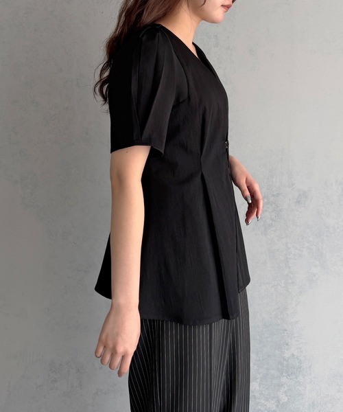 &g'aime(アンジェム)の「【&g'aime 】ウエストタックチュニック Waist-Tucked Tunic(シャツ/ブラウス・レディース・グレイッシュベージュ/ブラック・FREE)」の6枚目の写真