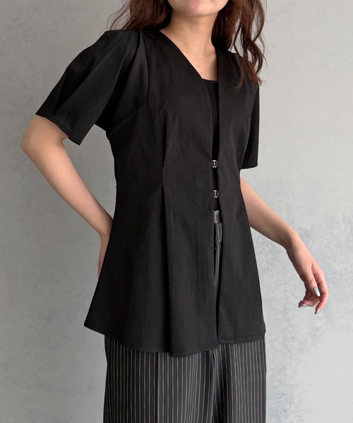 &g'aime(アンジェム)の「【&g'aime 】ウエストタックチュニック Waist-Tucked Tunic(シャツ/ブラウス・レディース・グレイッシュベージュ/ブラック・FREE)」の7枚目の写真