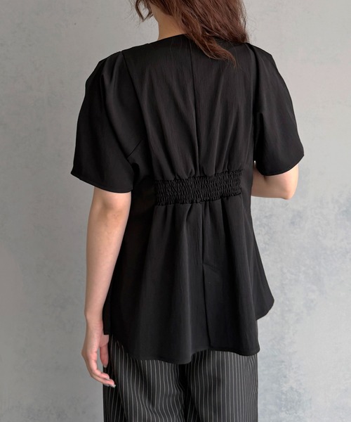 &g'aime(アンジェム)の「【&g'aime 】ウエストタックチュニック Waist-Tucked Tunic(シャツ/ブラウス・レディース・グレイッシュベージュ/ブラック・FREE)」の9枚目の写真