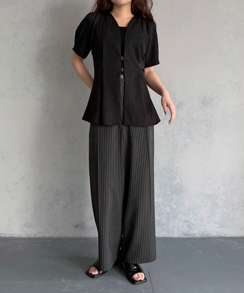 &g'aime(アンジェム)の「【&g'aime 】ウエストタックチュニック Waist-Tucked Tunic(シャツ/ブラウス・レディース・グレイッシュベージュ/ブラック・FREE)」の11枚目の写真