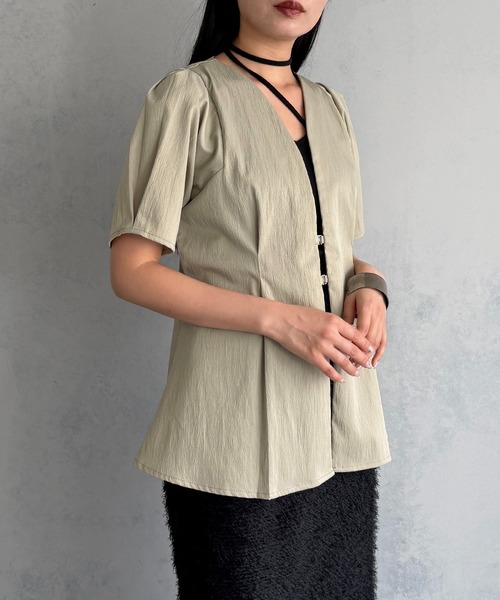 &g'aime(アンジェム)の「【&g'aime 】ウエストタックチュニック Waist-Tucked Tunic(シャツ/ブラウス・レディース・グレイッシュベージュ/ブラック・FREE)」の18枚目の写真
