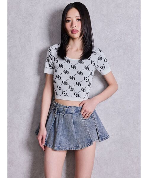 GYDA(ジェイダ)の「ハイウエストレイヤードプリーツスカートライクデニムショートパンツ(デニムスカート・レディース・その他2/ライトブルー・MEDIUM/SMALL)」の10枚目の写真