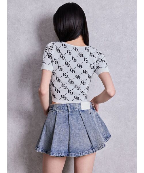 GYDA(ジェイダ)の「ハイウエストレイヤードプリーツスカートライクデニムショートパンツ(デニムスカート・レディース・その他2/ライトブルー・MEDIUM/SMALL)」の11枚目の写真