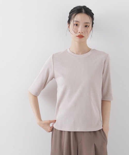 NANO universe(ナノユニバース)の「UVカット抗菌防臭吸水速乾イージーケアリブ半袖(Tシャツ/カットソー・レディース・ベージュ/ホワイト/ブラック・FREE)」の12枚目の写真