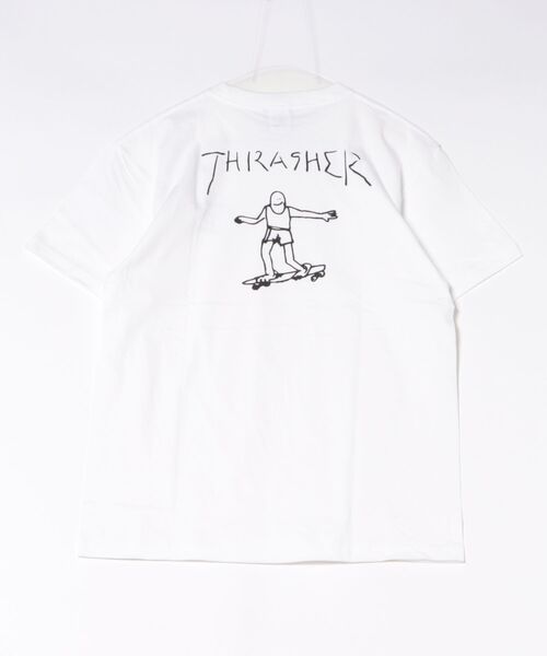 THRASHER(スラッシャー)の「GONZ ART S/S T-SHIRTS/THRASHER スラッシャー 半袖Tシャツ ワンポイントプリント バックプリント ストリート スケーターユニセックス(Tシャツ/カットソー・メンズ・ブラック/ホワイト/パープル系その他・X-LARGE/SMALL/LARGE/MEDIUM)」の4枚目の写真