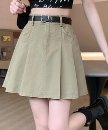 ベルト付き デニムミニスカート