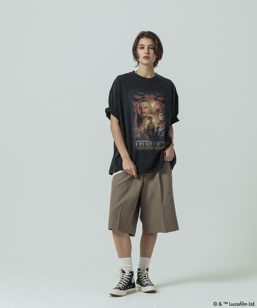SLICK（スリック）の「【SLICK/スリック】SLICK / STAR WARS / Printed T-shirt 02/スターウォーズ / パウダー加工プリントTシャツ /オーバーサイズ シルエット/ ビンテージ / ディズニー（Tシャツ/カットソー・メンズ・ホワイト/ブラック・3/2/1）」の6枚目の写真