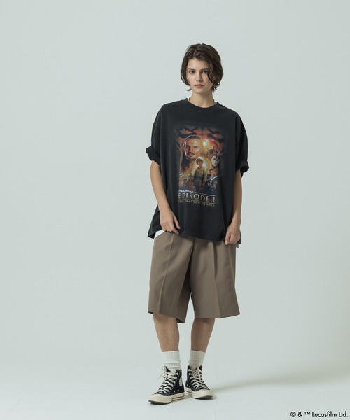 SLICK（スリック）の「【SLICK/スリック】SLICK / STAR WARS / Printed T-shirt 02/スターウォーズ / パウダー加工プリントTシャツ /オーバーサイズ シルエット/ ビンテージ / ディズニー（Tシャツ/カットソー・メンズ・ホワイト/ブラック・3/2/1）」の7枚目の写真