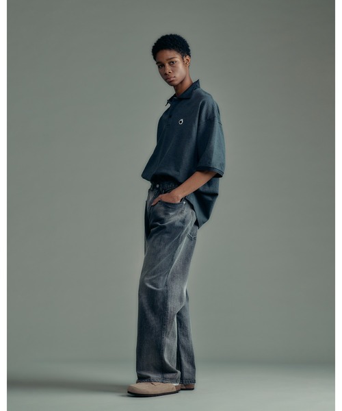 ADAM PATEK(アダムパテック)の「【ADAMPATEK/アダムパテック】aged finish denim pant エイジング加工デニムパンツ(デニムパンツ・レディース・ブラック/ブルー・1/2)」の15枚目の写真