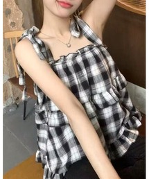 inst.ALL（インストール）の「チェック柄肩リボンティアードキャミソール（キャミソール）」