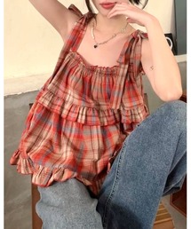 inst.ALL（インストール）の「チェック柄肩リボンティアードキャミソール（キャミソール）」