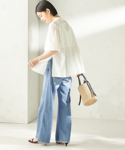 SHIPS（シップス）の「〈接触冷感 / 撥水加工〉TEXBRID(R) タフタ ショート スリーブ 羽織 シャツ（シャツ/ブラウス・レディース・ブラック/オフホワイト/ブラウン・ONE SIZE）」の11枚目の写真