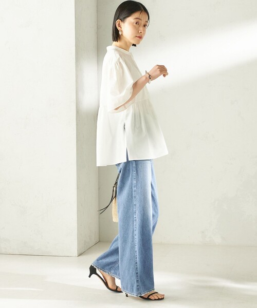 SHIPS（シップス）の「〈接触冷感 / 撥水加工〉TEXBRID(R) タフタ ショート スリーブ 羽織 シャツ（シャツ/ブラウス・レディース・ブラック/オフホワイト/ブラウン・ONE SIZE）」の12枚目の写真