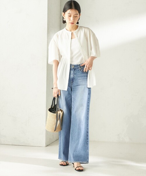 SHIPS（シップス）の「〈接触冷感 / 撥水加工〉TEXBRID(R) タフタ ショート スリーブ 羽織 シャツ（シャツ/ブラウス・レディース・ブラック/オフホワイト/ブラウン・ONE SIZE）」の13枚目の写真